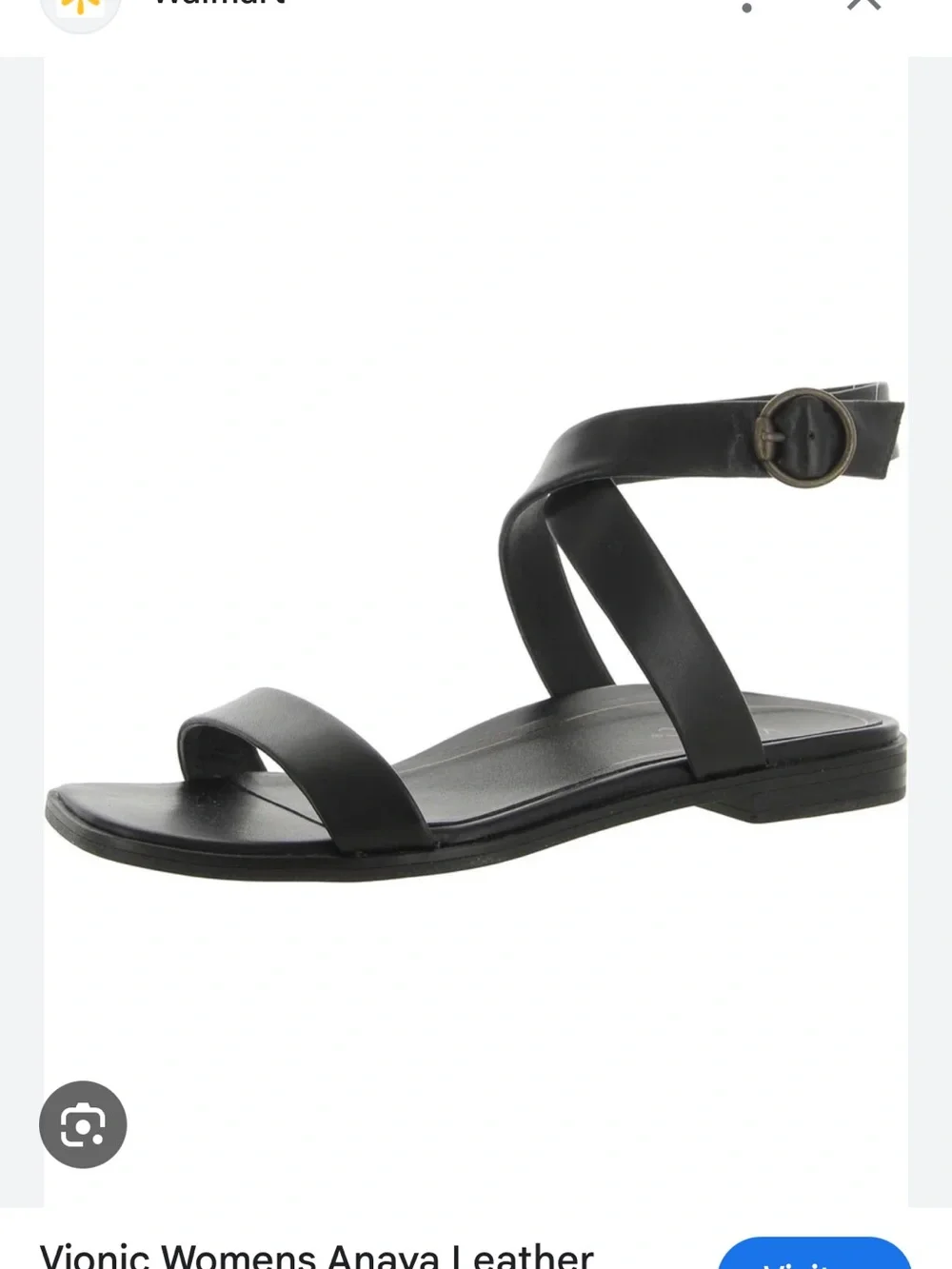 Vionic Black Leather Strappy Ankle Buckle Sandals